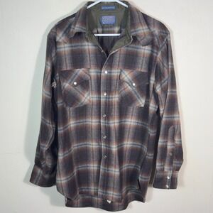 Pendleton Wool High Grade Western Wear Plaid Shirt Mens Large Button Up FLAW